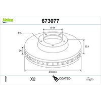 2X Valeo 673077 Bremsscheibe FüR Volvo V70 S60 XC70 S80 184 285 384 295