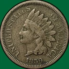 1859 Indian Head Cent Fine F Coin #43291