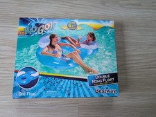 NEW!  H2O Go! Double Ring Lounge Float 6 Feet Long with Head Rest Blue