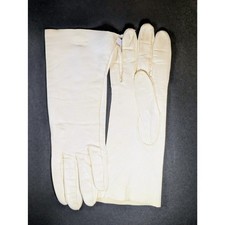 Vintage White Leather Gloves Made in Italy Below-Elbow Length Size 7