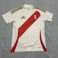 2024 Adidas Peru Home Jersey Men's Size Medium Slim Fit White/Red Soccer