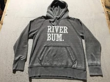 J. America Hoodie Womens L Large Gray Dyed River Bum Spell Out Hooded Pocket