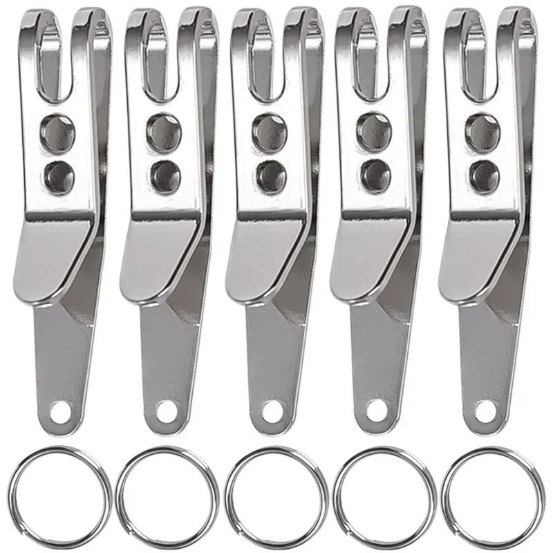 5pc Silver EDC Pocket Suspension Clip Zinc Alloy Keychain Carabiner ...
