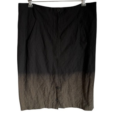 Annette Gortz Germany Womens New Wool Midi Skirt Black Ombre Button Front Sz 40