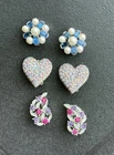 Vintage Colorful Clip On Earrings Costume Jewelry Lot JUDY LEE LISNER Rhinestone