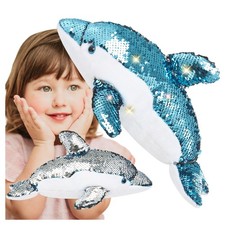 Plüsch Delfin mit Pailletten, Antistress, 20cm, Sensorik Spielzeug