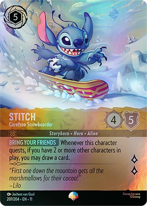 Stitch - Carefree Snowboarder (Epic) 207/204 Winterspell Epic NM Holo