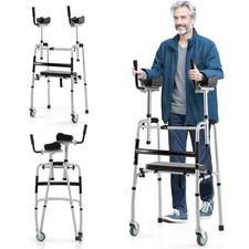 Versatile Rolling Walker All Terrain Stand-Assist Walker w/ 2 Premium Wheels