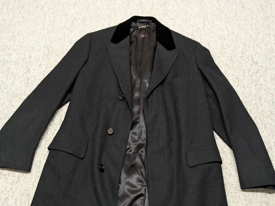 vintage 1950s overcoat BROOKS BROTHERS formal 38L black TWEED herringbone jacket - Image 4 of 4