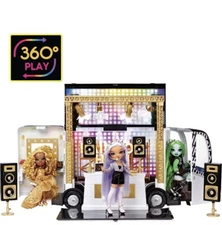 RAINBOW HIGH RAINBOW VISION WORLD TOUR BUS & STAGE. 4-IN-1 LIGHT-UP PLAY DELUXE