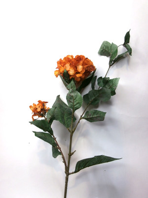 Artificial Burnt Orang Hydrangea Stem Artificial Flowers Artificial Leaves Silk 5060347542743 Ebay