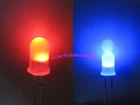 50pcs 5mm Dual Bi Color Polar Changing Red/Blue Led Diffused Leds + R for 9V 12V