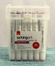 Kingart Double Ended Art Alcohol Markers Bright Palette 24 Unique Colors 