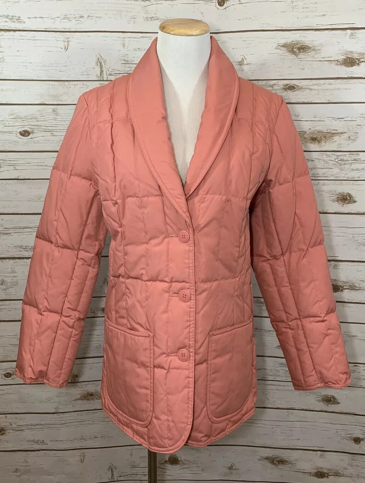 Abrigo chaqueta acolchada de plumón de pato rosa ciervo blanco vintage para mujer talla 6 Foto 3 de 4