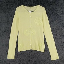 Cardigan In Cashmere E Lana Verde A Collo Giro Size 2 - M