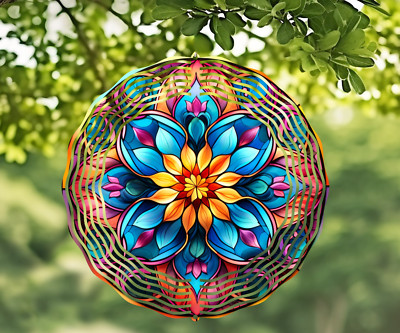 Stained Glass Mandala 10'' Wind Spinner #1