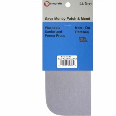 2 Iron-On Repair Fabric Patches 5 x 5 Inch Compare to Bondex - Light Grey