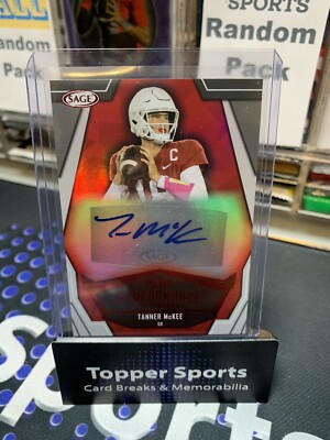 2023 Tanner McKee SAGE Low Series PEAK PERFORMANCE RED Auto #PKA-TM Eagles QB