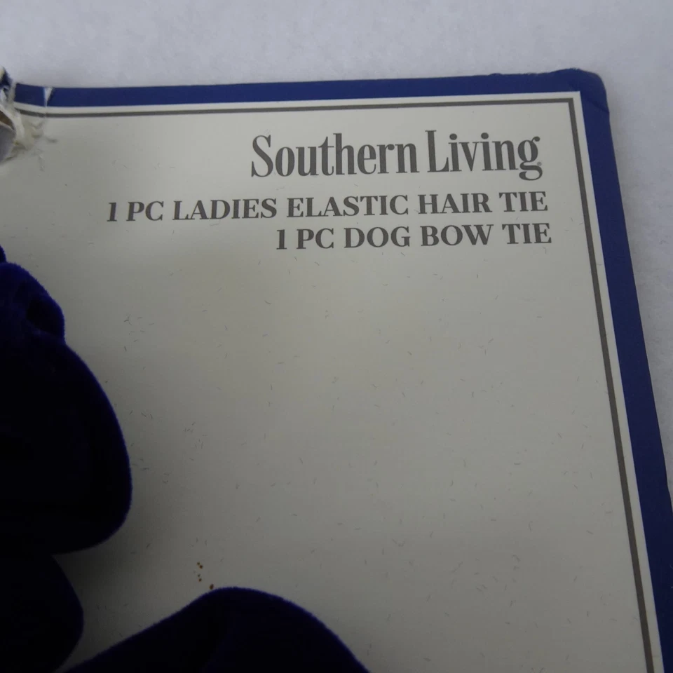 Pajarita de terciopelo para perro y corbata para damas azul conjunto de 2 piezas mascotas Southern Living Foto 4 de 4