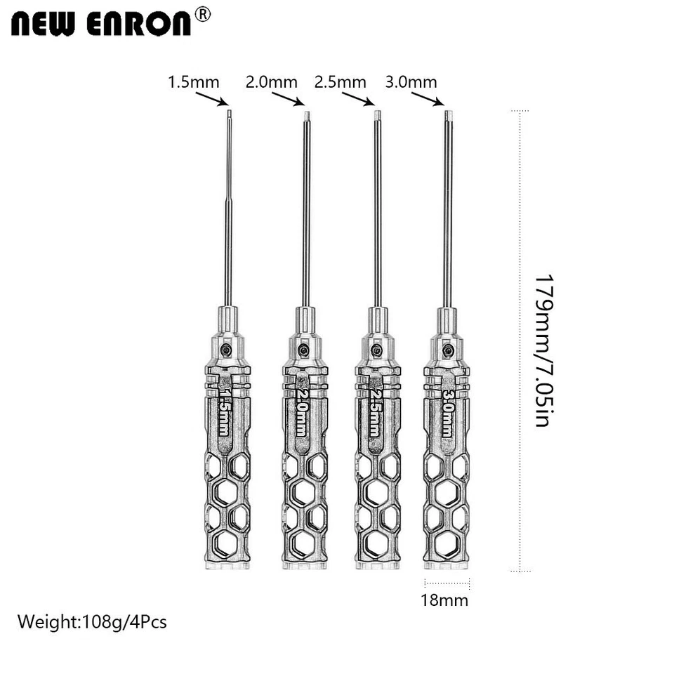 1.5/2/2.5/3mm Hex Nut Hexagon Screwdriver Driver 4PCS for RC Car Helicopter Boat - Image 2 of 4