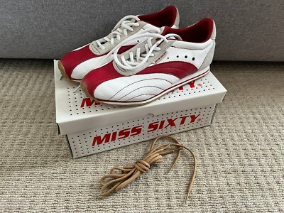 New Boxed Miss Sixty Ladies White Red Leather Trainer Shoes Size 39  Abubo UK