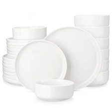MALACASA 24-Piece Porcelain Dinnerware Set Service for 8 White Bowl & Plate Set