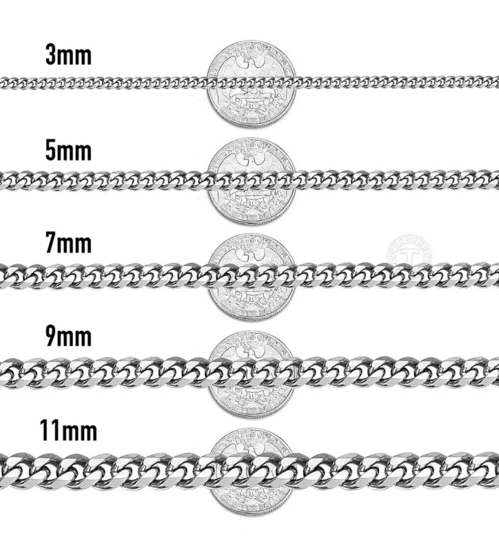 16-34" Stainless Steel Silver Chain Cuban Curb Mens Men Womens Necklace 3-11 mm - Image 2 of 4