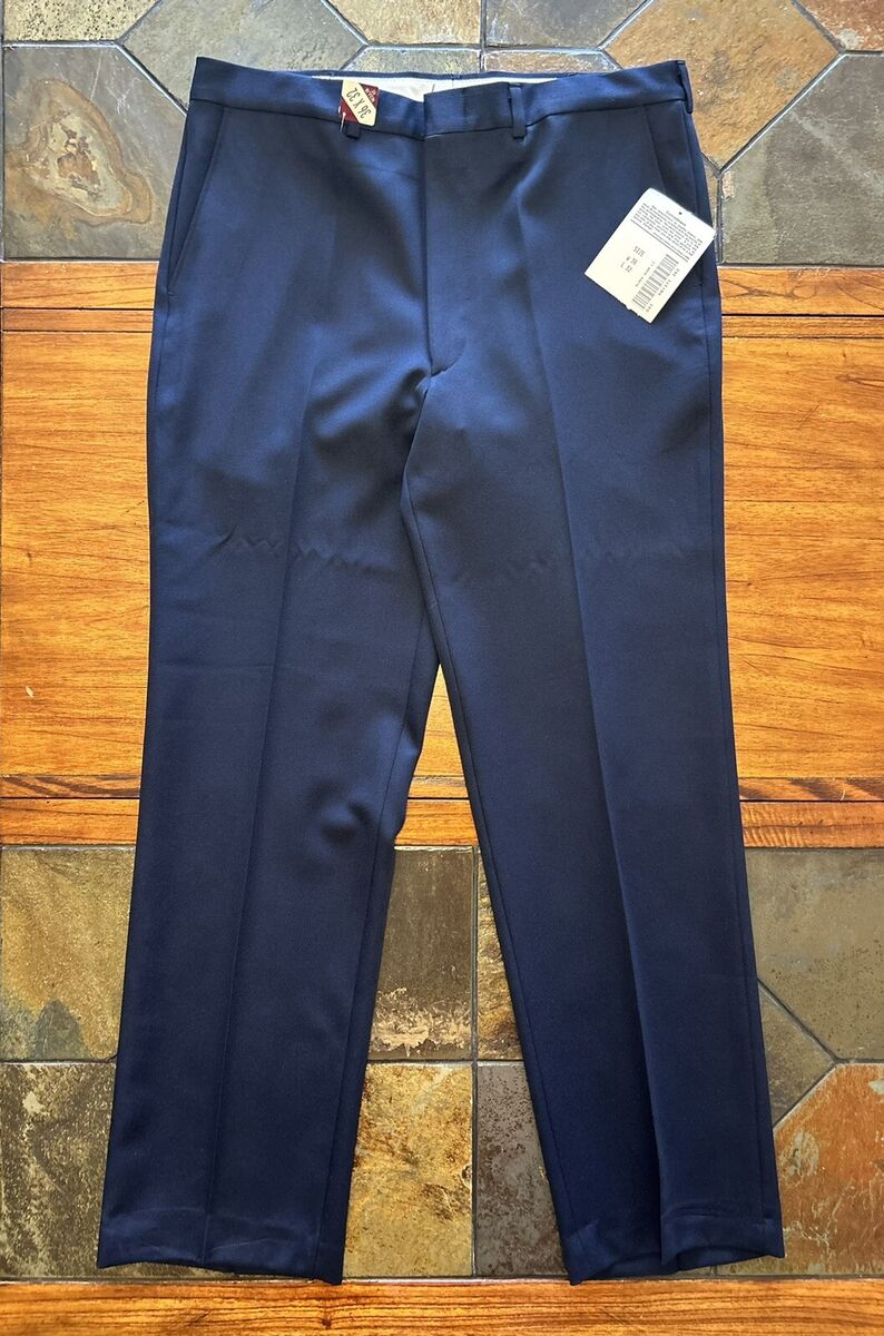 NOS Vintage FLEXSLAX Sears Navy Blue Polyester Trousers NOS Vintage FLEXSLAX Sears Navy Blue Polyester Trousers