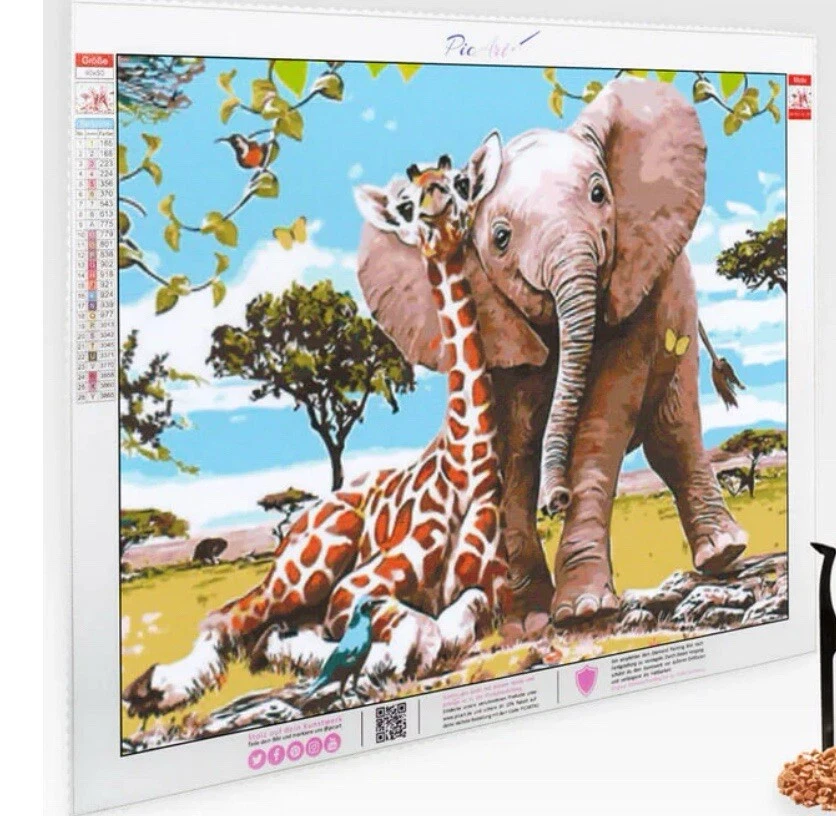 Diamond Painting, Sunnor Group, USA, Giraffe und Elefant, 25 x 30 cm