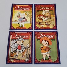 Set of 4 1995 Campbells Kids Trading Cards The Optimist Walking Themed Soup