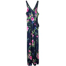 Le Lis Floral Navy Wrap Maxi Dress Size Small