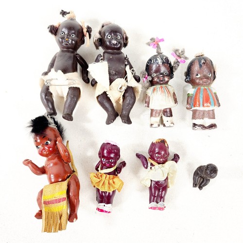 8 Vintage African American Dolls Lot Celluloid Porcelain Plastic Sitting Baby