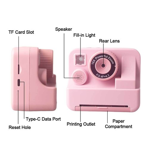 Instant Print Camera For Kids 2.4 Inch IPS HD Screen 1080P Kids Instant Camera - Picture 6 of 12