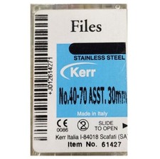  6-Pieces Kerr K-Files Hand Files Size-40-70 Assorted Length 30mm 61427