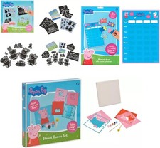 Peppa Pig Craft 3:1 Canvas Stencil Set, Engraving Art Kit & Kids Reward Chart