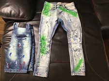 FWRD Denim Jeans Boys 5 Blue Acid Wash Torn Painted Plus Panyc Shorts