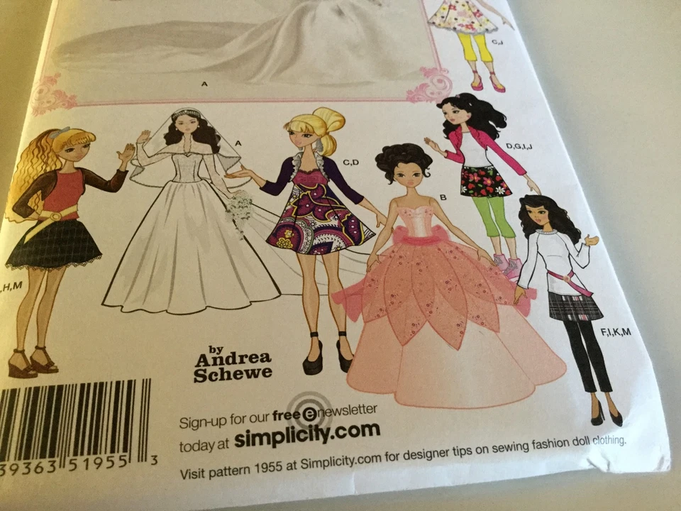 Simplicity Fairytale Royal Wedding 1955 Pattern Fashion Doll Dress 10.5-12.5" - Image 2 of 4