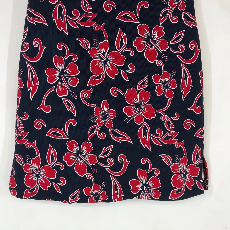 CHARLOTTE RUSSE - 女式小号 - 海军蓝和红色夏威夷无肩带连衣裙 Y2K 90 年代 — 第 3/4 张图片