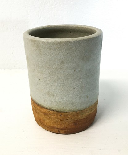 VASO POTERY DE LA COLOMBE VALLAURIS TERRACOTTA SMALTATA VASETTO CILINDRICO EPOCA - Foto 3 di 5