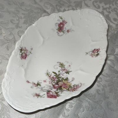 ANTIQUE O&EG ROYAL AUSTRIA LARGE TRAY/ PLATTER ROSES 9 3/8''