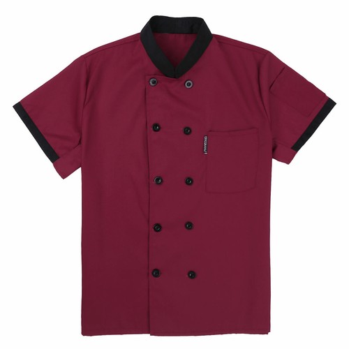 Unisex Chef Coat Double-Breast Short Sleeve Cook Jacket Kitchen Uniform Dress - Picture 32 of 140