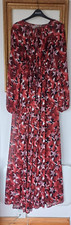 ASOS Maternity Sheer Chiffon Maxi Long Dress Red Star Print Size 20 Tall 22 (1)