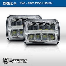 48w 4300lm Cree Led Hi Lo Drl Headlight Headlamp Housing Chrome - 4x6 Pair A