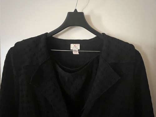 IC Collection 2 PC SKIRT and TOP SUIT Vintage Sz XL Black Textured Art to Wear - Picture 5 of 12
