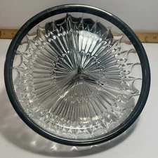 Vintage Pressed Glass and Silver Plate Snack Tray, Relish Tray