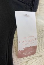 Cacique Bra 44DD Lightly Lined No Wire Cotton Blend Adjustable Straps Black NWT