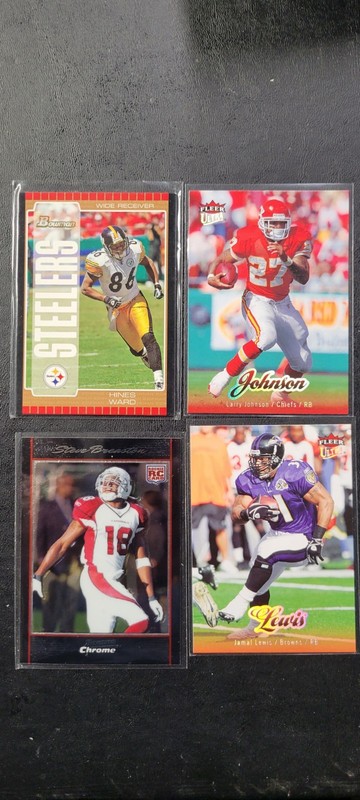 7 Card Football Lot Hines Ward Bronze Jamal Lewis Larry Johnson Steve Breaston 