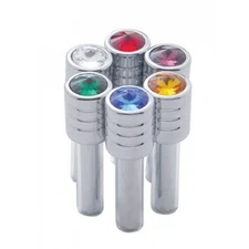 (2) Classic Car Pickup Truck Chrome Aluminum Blue Diamond Door Locks Knobs Caps