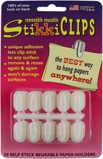StikkiCLIPS Self-Stick Reusable Paper Holders 20/Pkg White