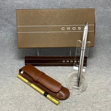 Cross Townsend Chrome Pen (532TW), Box, Refill, Leather Holder 🇺🇸 NO ENGRAVING